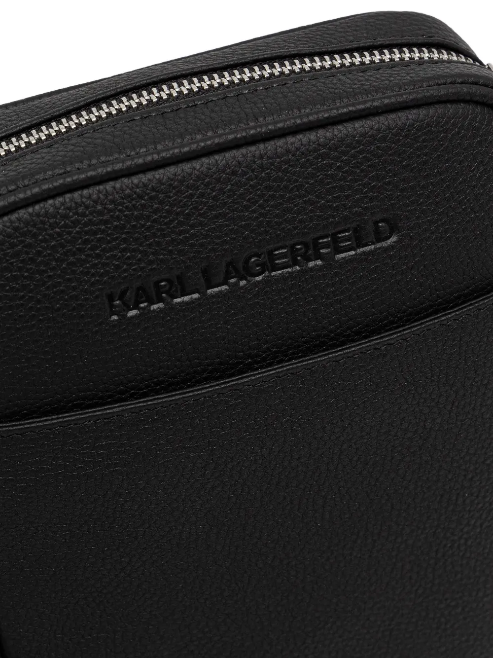 Karl Lagerfeld Messengertas met logo-reliëf en rits Zwart