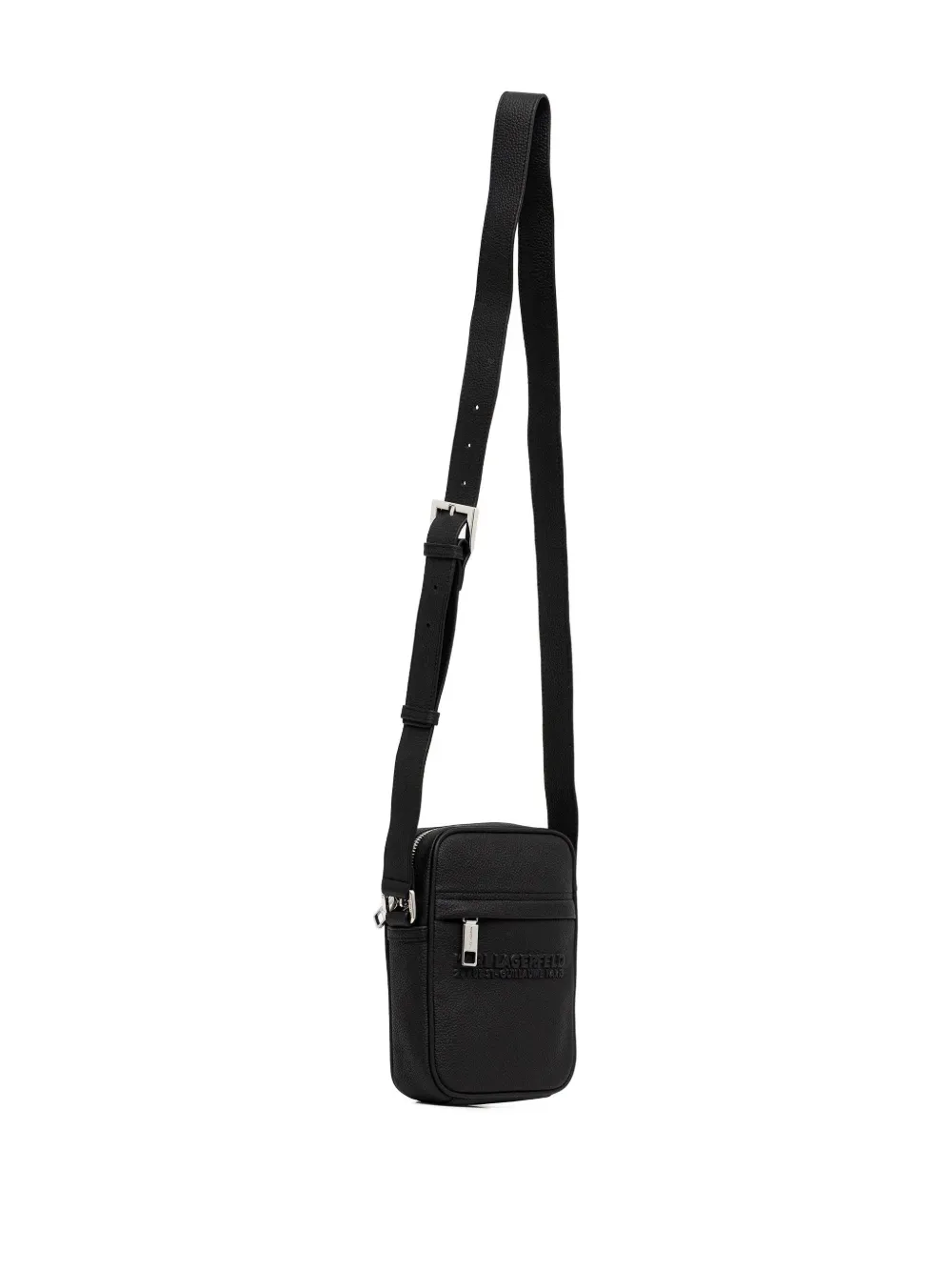 Karl Lagerfeld embossed-logo zip messenger bag - Zwart