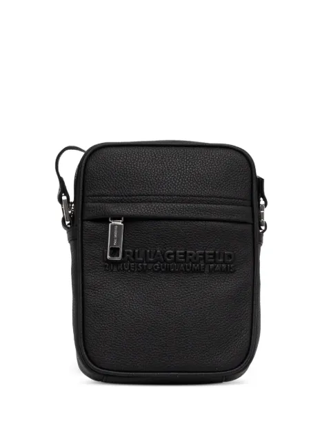 Karl Lagerfeld embossed-logo zip messenger bag