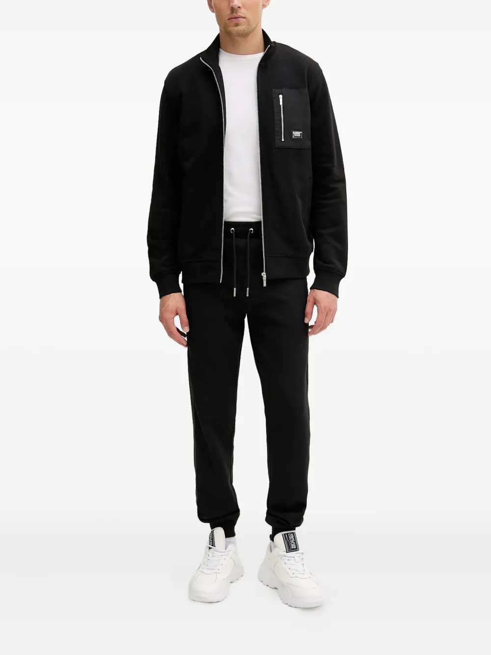 Karl Lagerfeld logo-plaque zip-up sweatshirt - Zwart