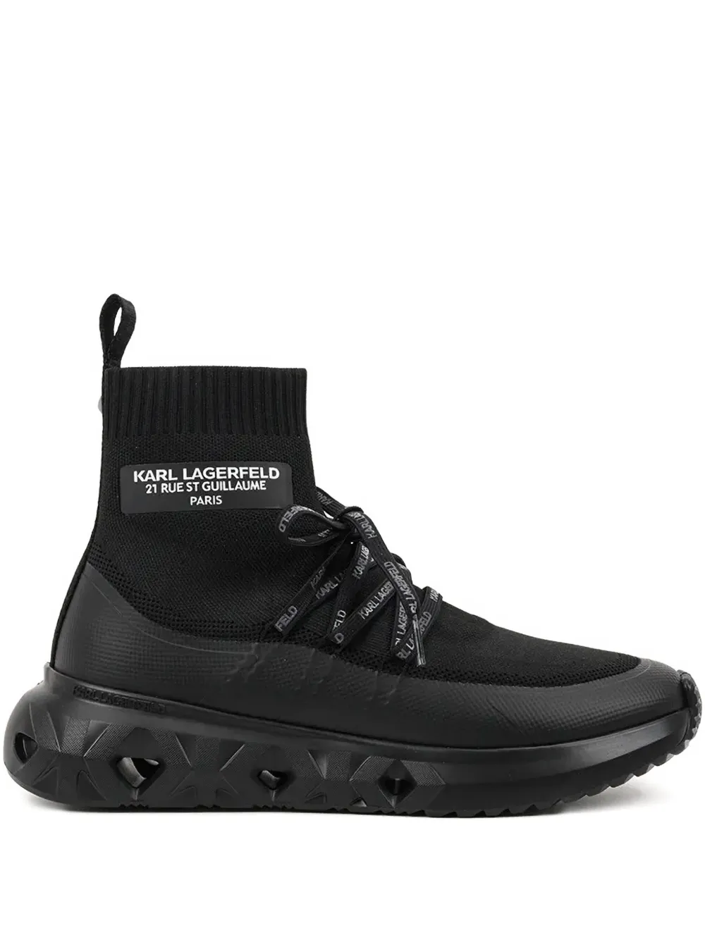 Karl Lagerfeld sock-knit lace-up sneakers Black