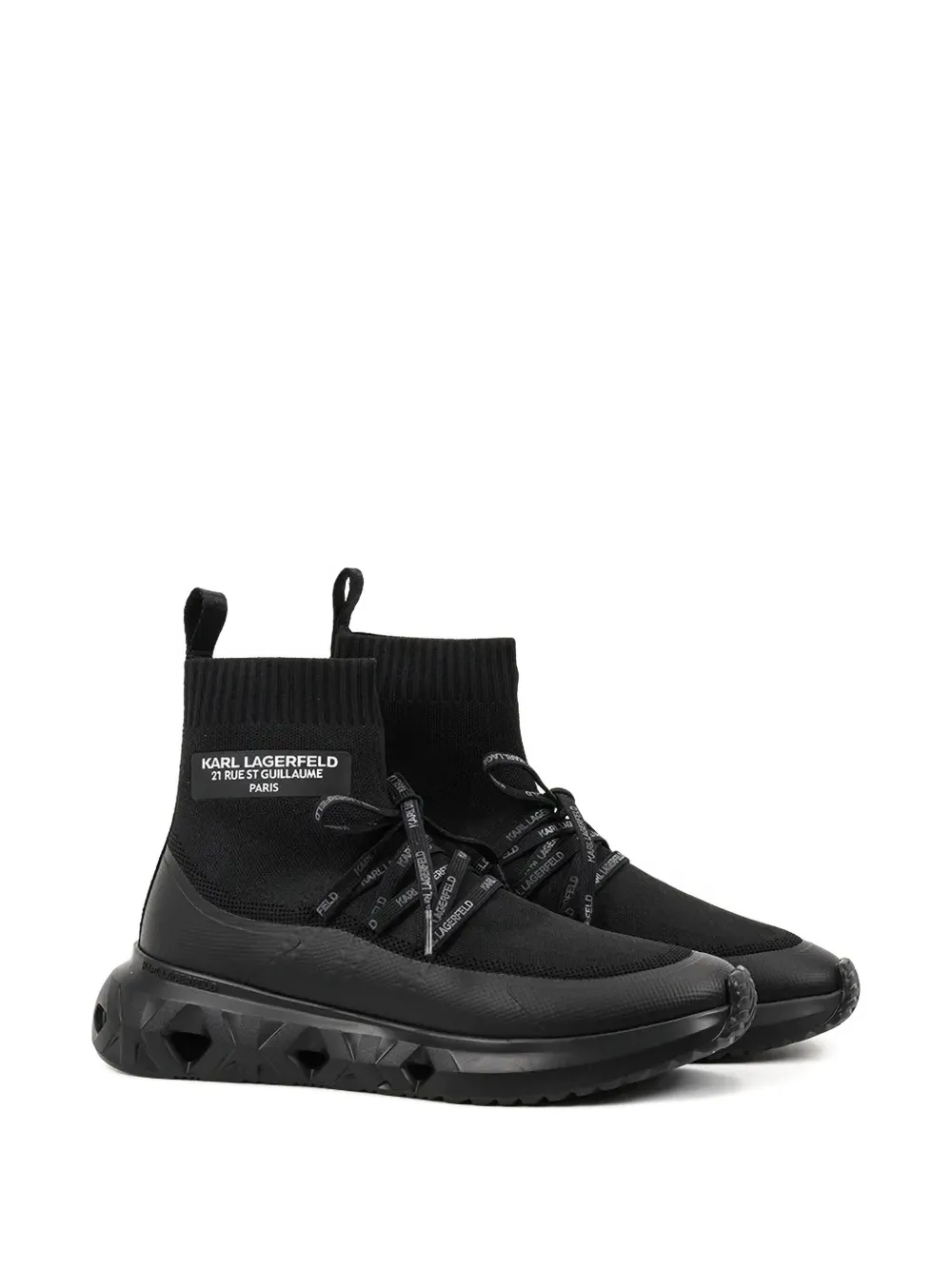 Karl Lagerfeld sock-knit lace-up sneakers Black