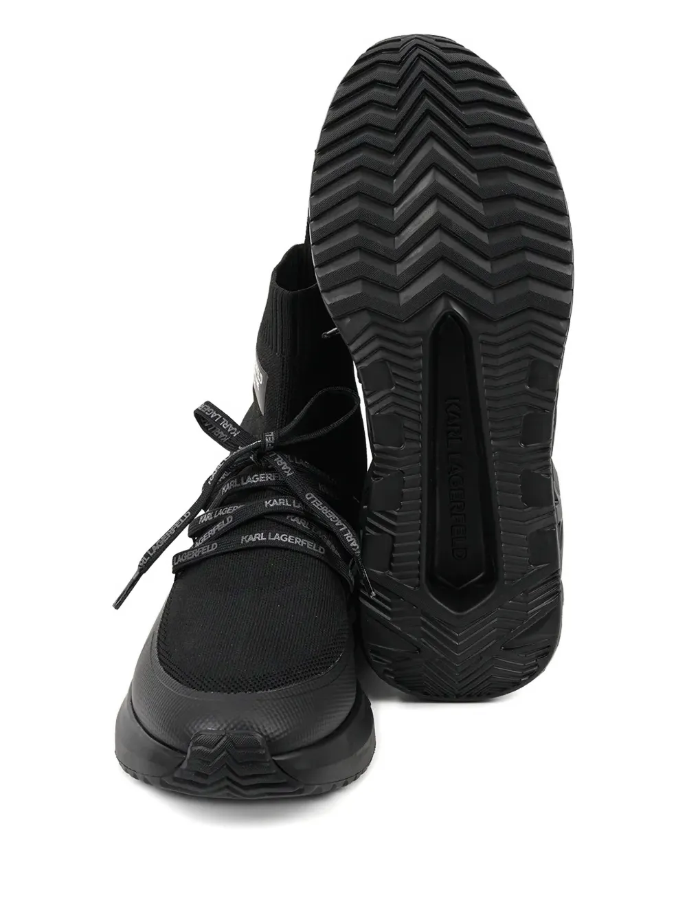 Karl Lagerfeld sock-knit lace-up sneakers Black