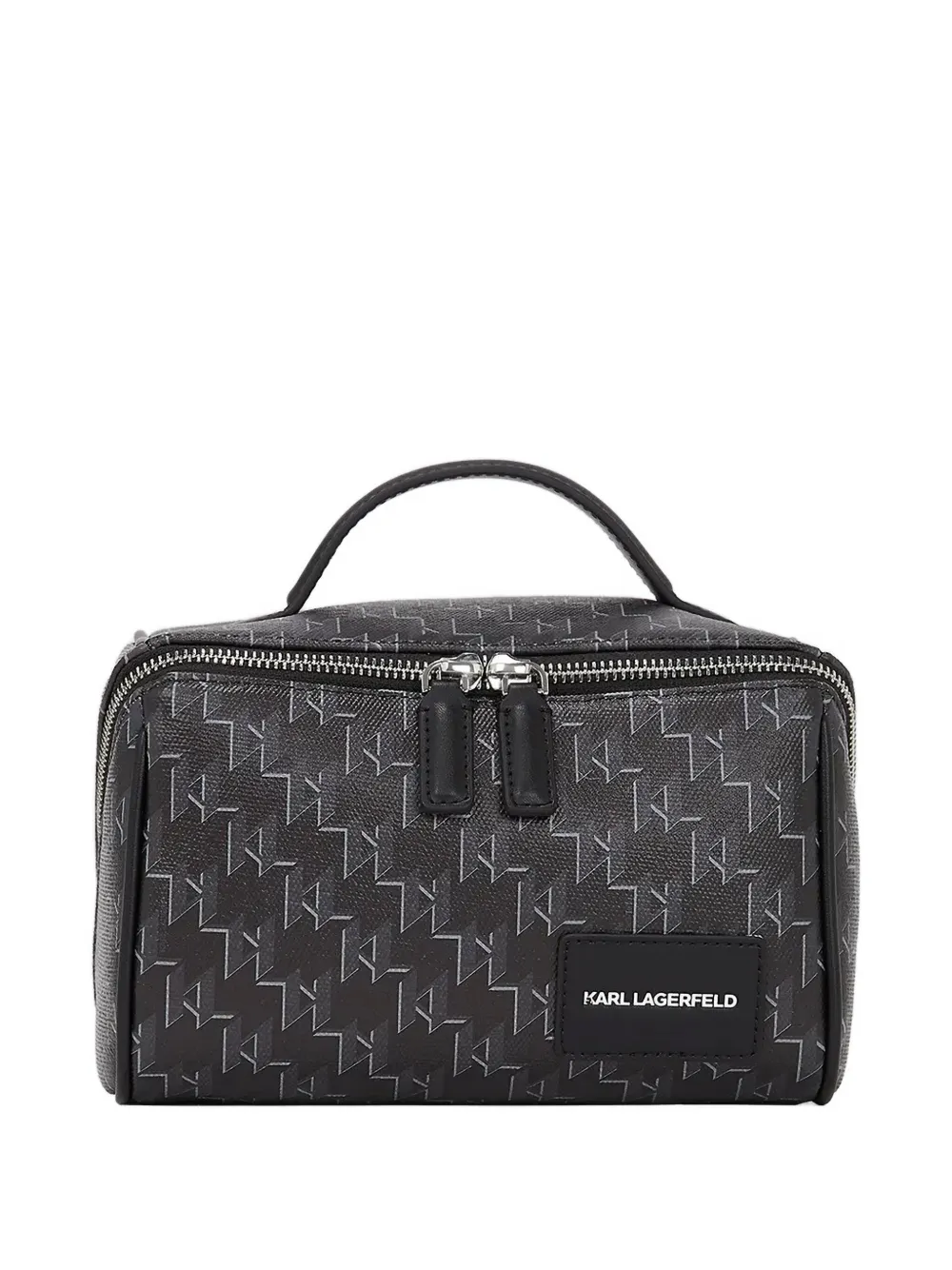 Karl Lagerfeld Monogram Top-handle Wash Bag In Black