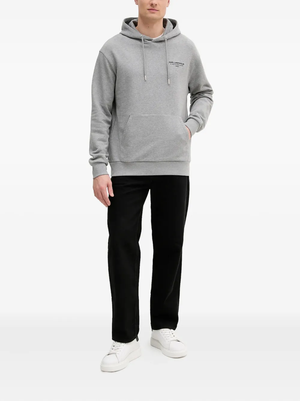 Karl Lagerfeld Hoodie met geborduurd logo Grijs