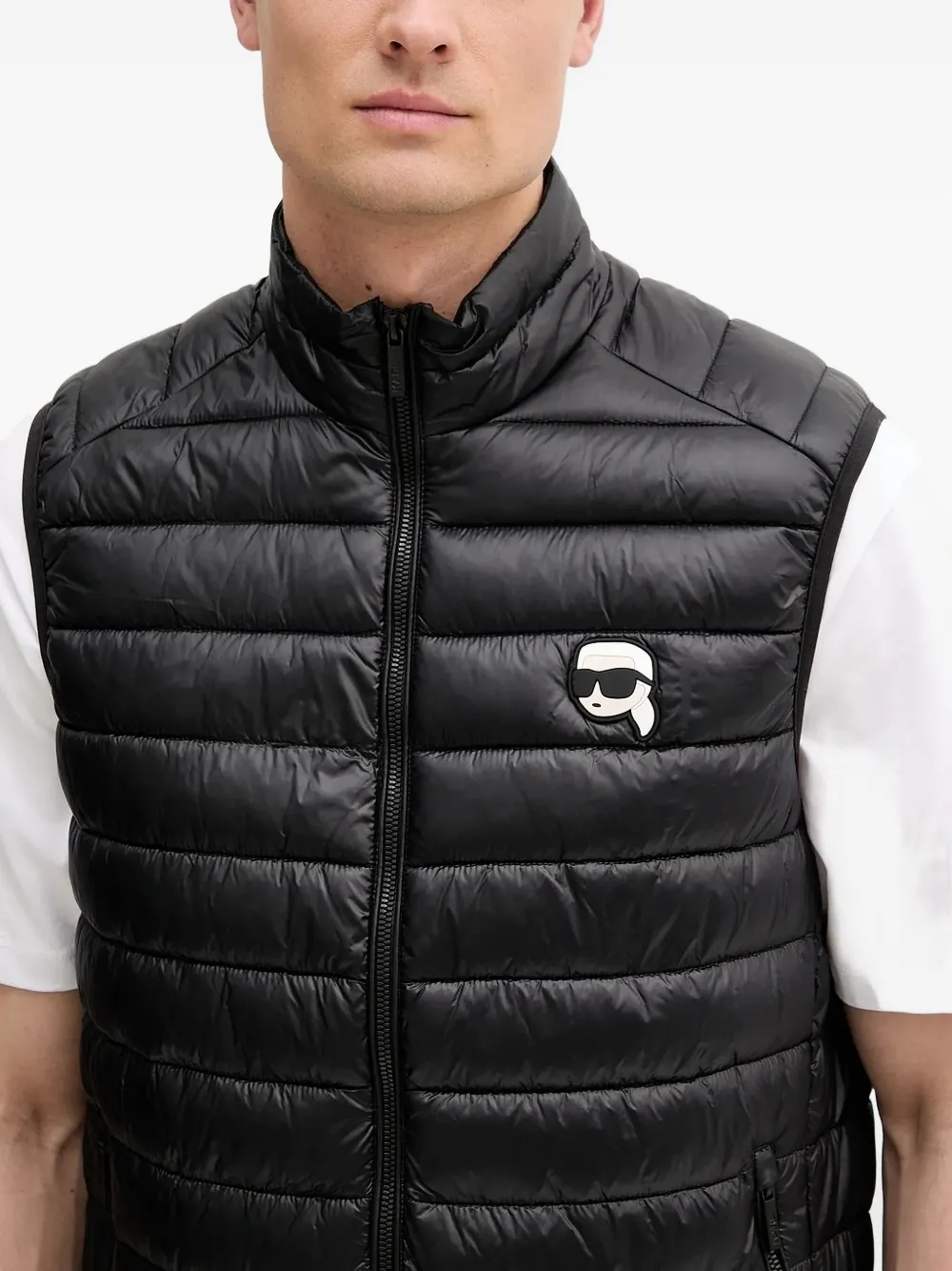 Karl Lagerfeld quilted logo-patch gilet Zwart