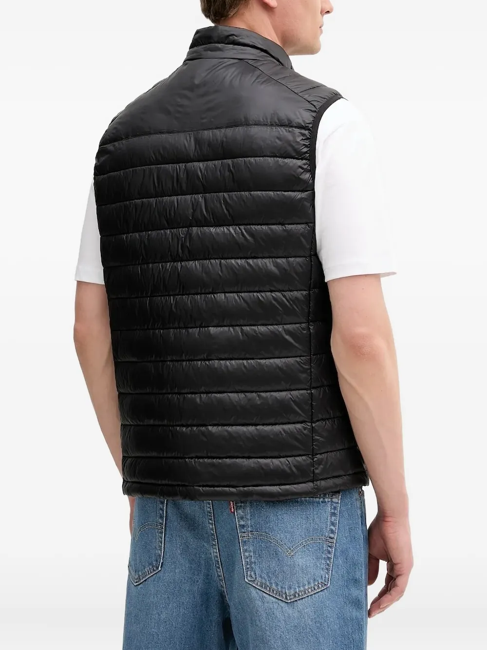 Karl Lagerfeld quilted logo-patch gilet Zwart