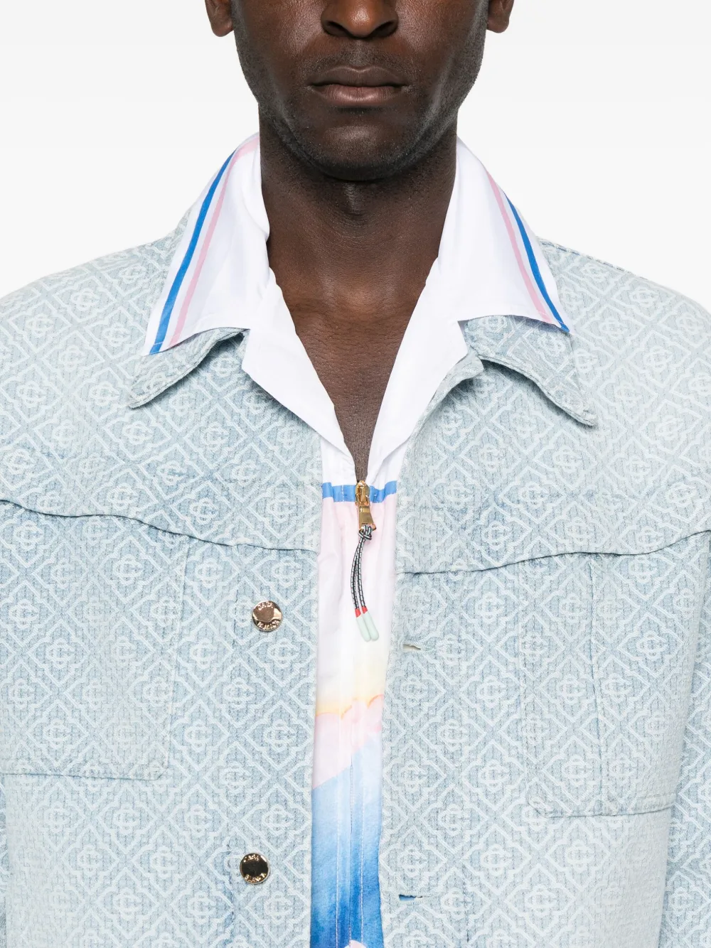 Casablanca Button-up jack met monogram-print Blauw