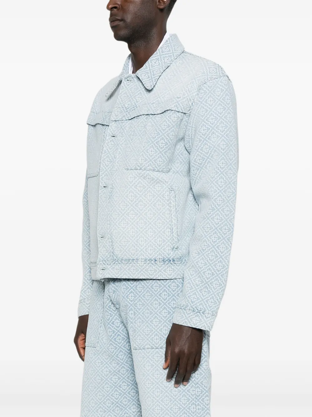 Casablanca Button-up jack met monogram-print Blauw