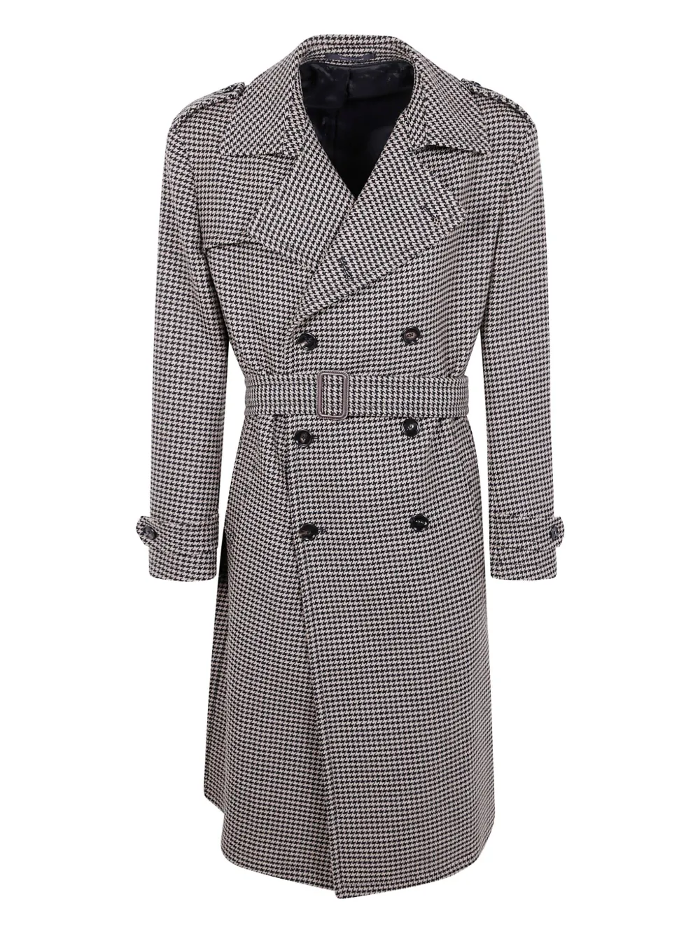 Tagliatore houndstooth belted coat Zwart