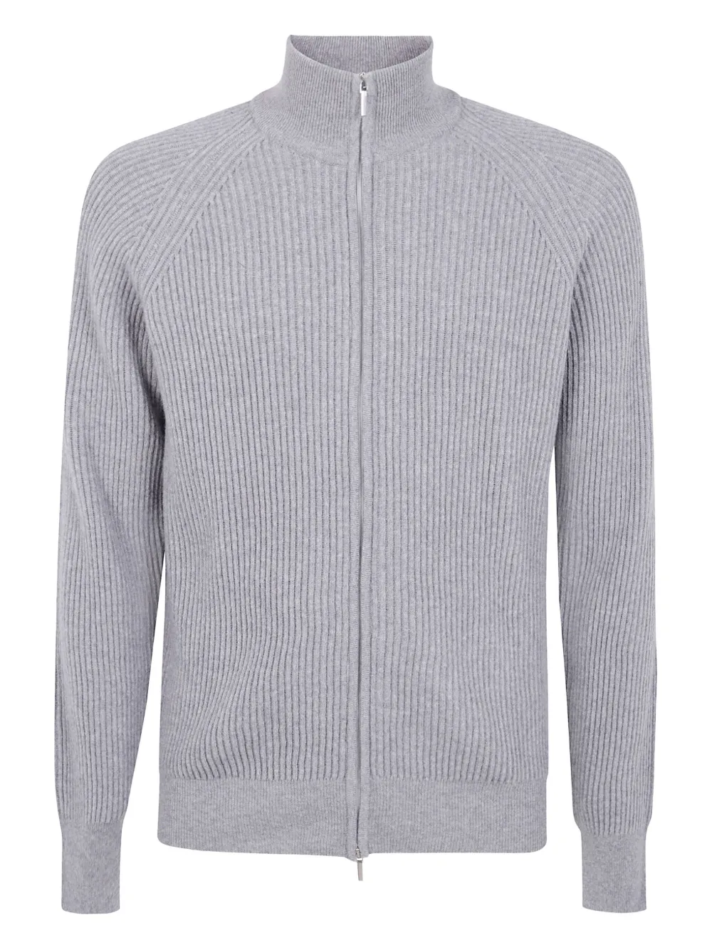 Barba ribbed zip-up cardigan Grijs