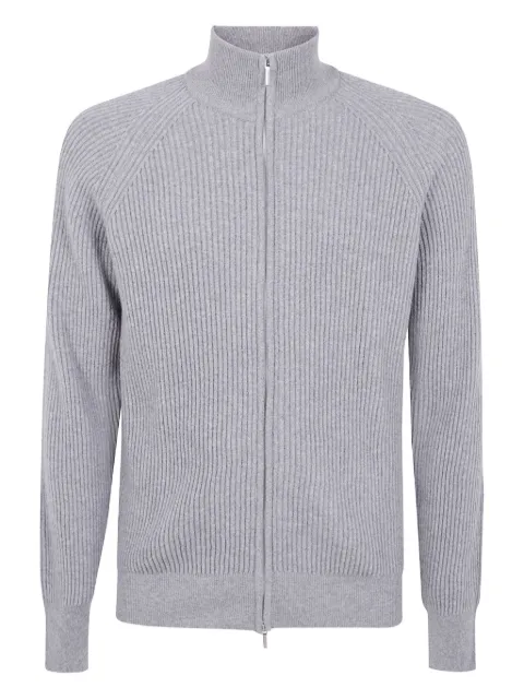 Barba ribbed zip-up cardigan