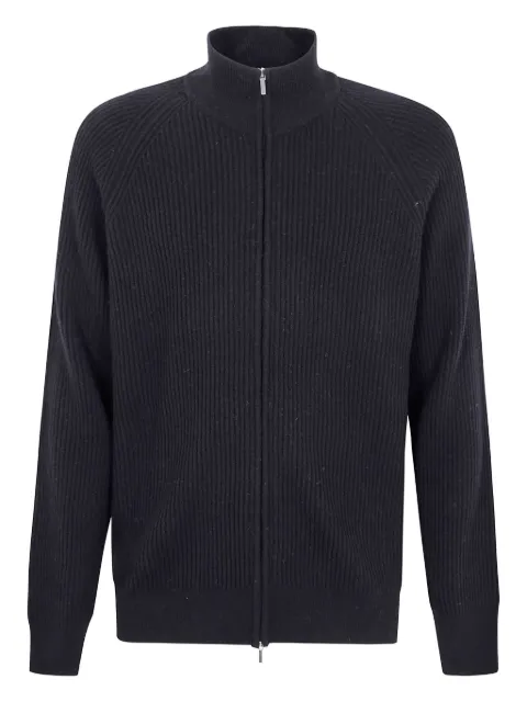 Barba ribbed zip-up cardigan