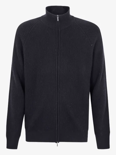 Barba ribbed zip-up cardigan