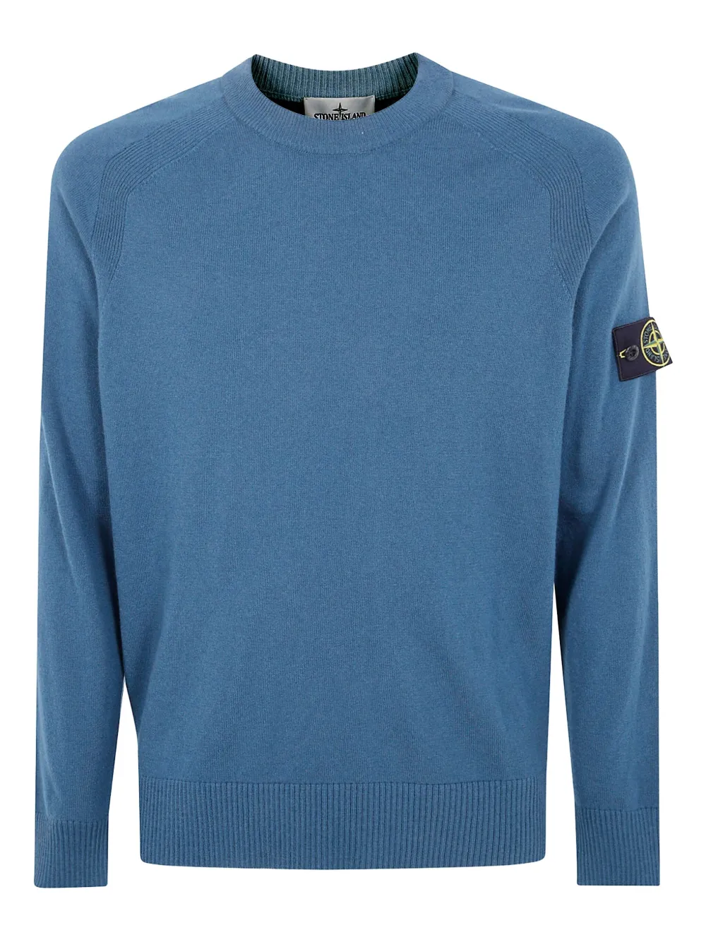 Stone Island raglan-sleeves logo-patch sweater Blauw