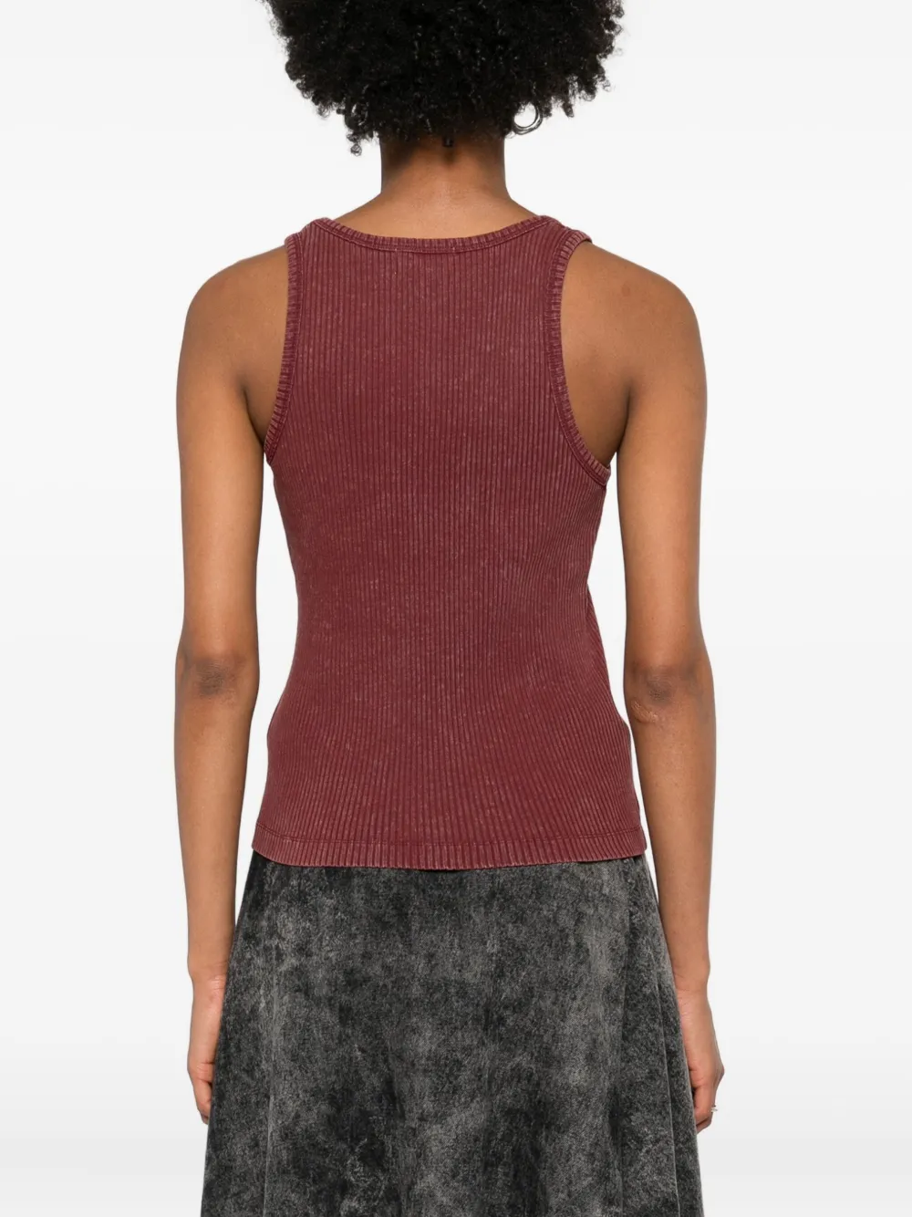 Ganni Ribbed Scoop-neck Tank Top In Brown