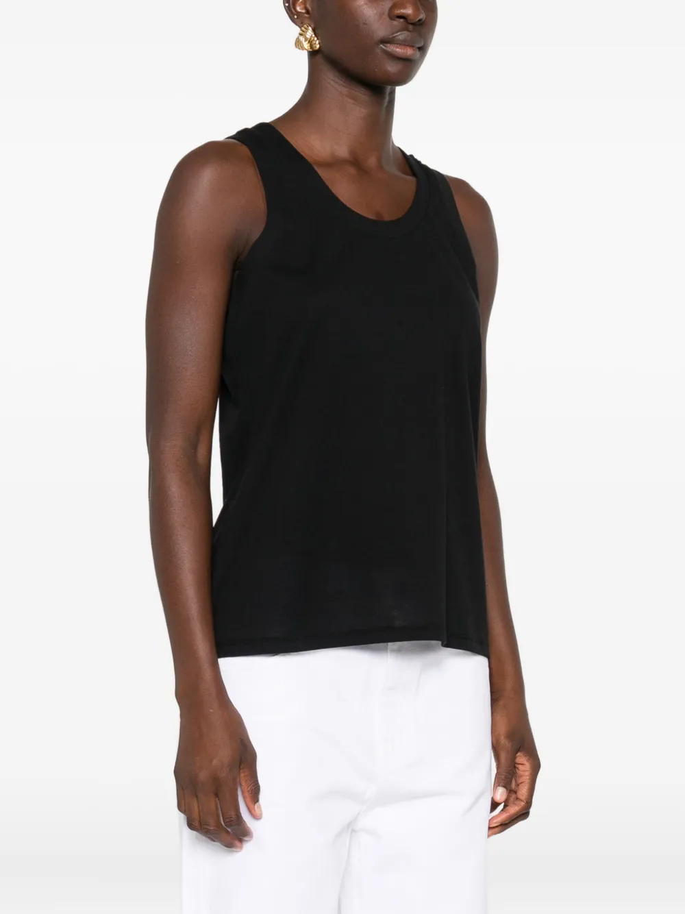 KHAITE Isha mouwloze top met ronde hals Zwart