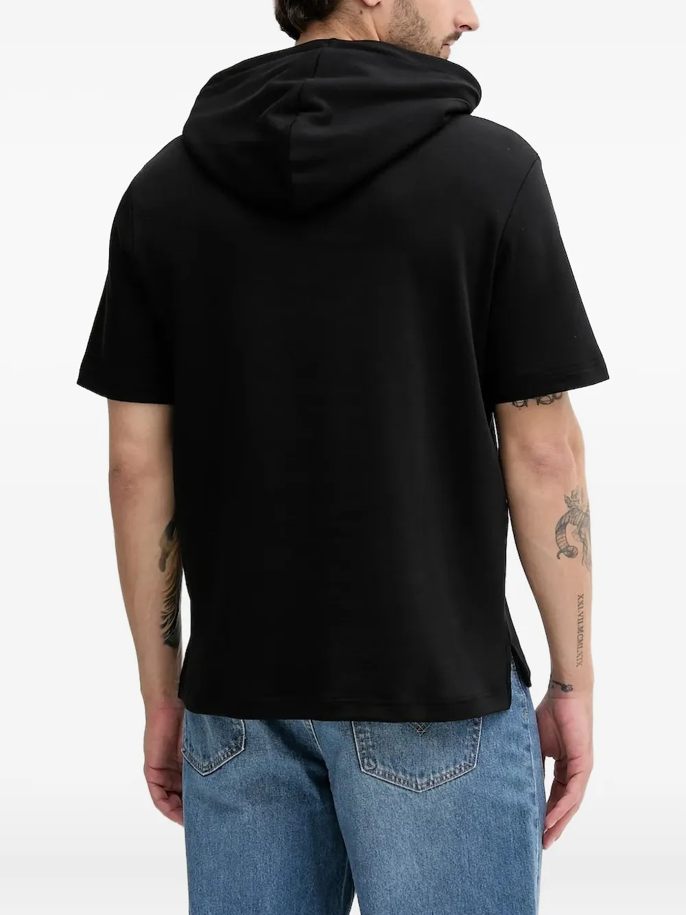 Armani Exchange short-sleeve hooded sweater Zwart