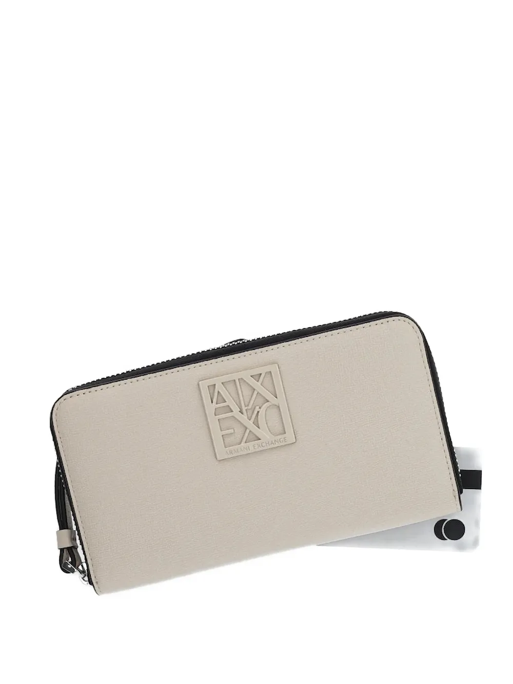 Armani Exchange zip-around wristlet wallet Beige