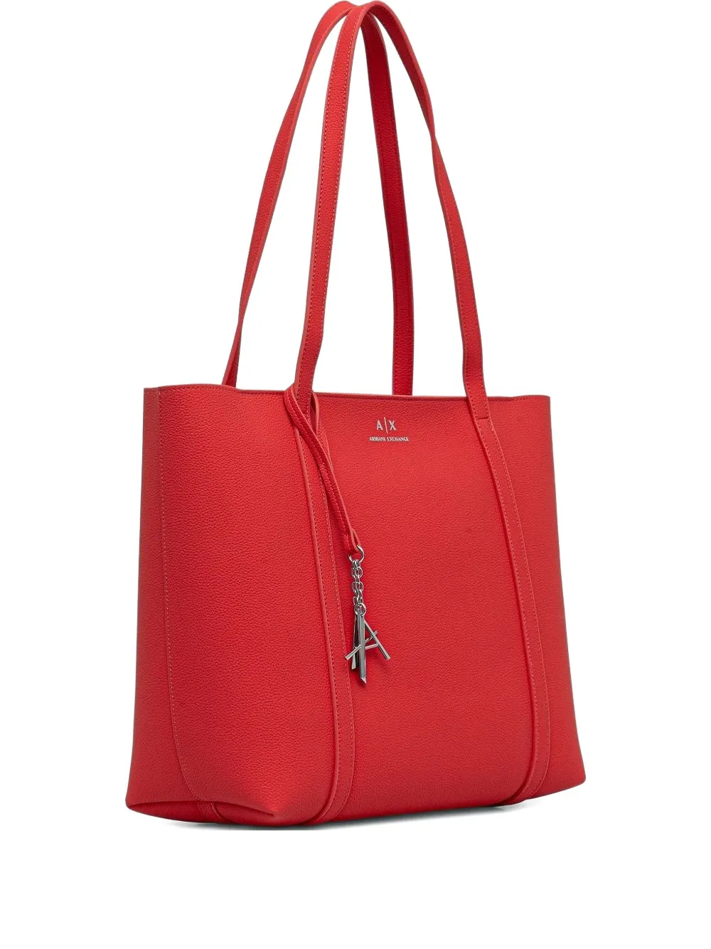 Armani Exchange Logo-charm Tote Bag In Red