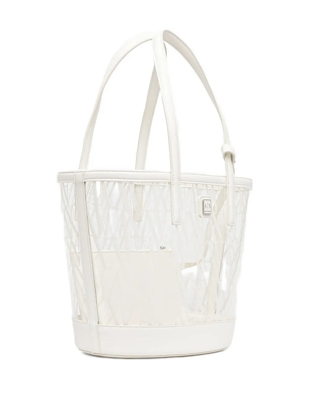 Armani Exchange Transparante shopper met logoplakkaat Wit