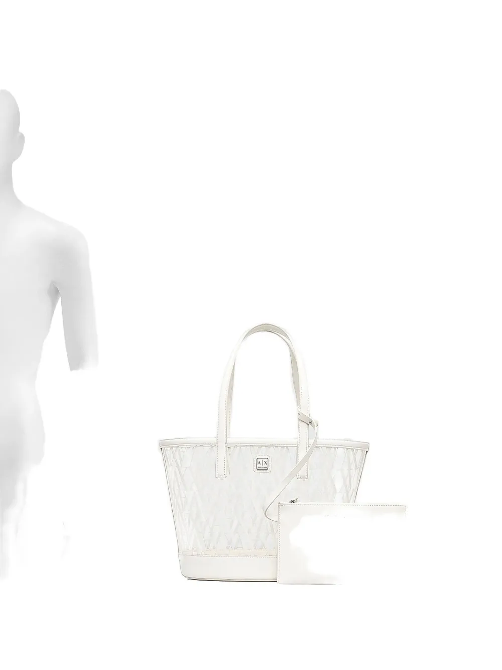 Armani Exchange Transparante shopper met logoplakkaat Wit