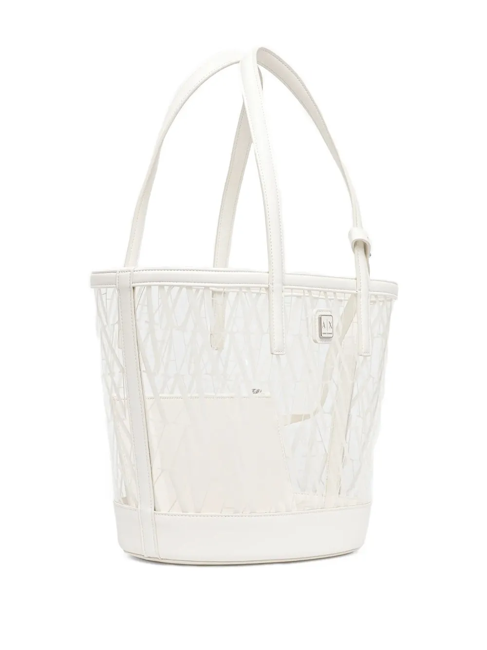 Armani Exchange Transparante shopper met logoplakkaat - Wit