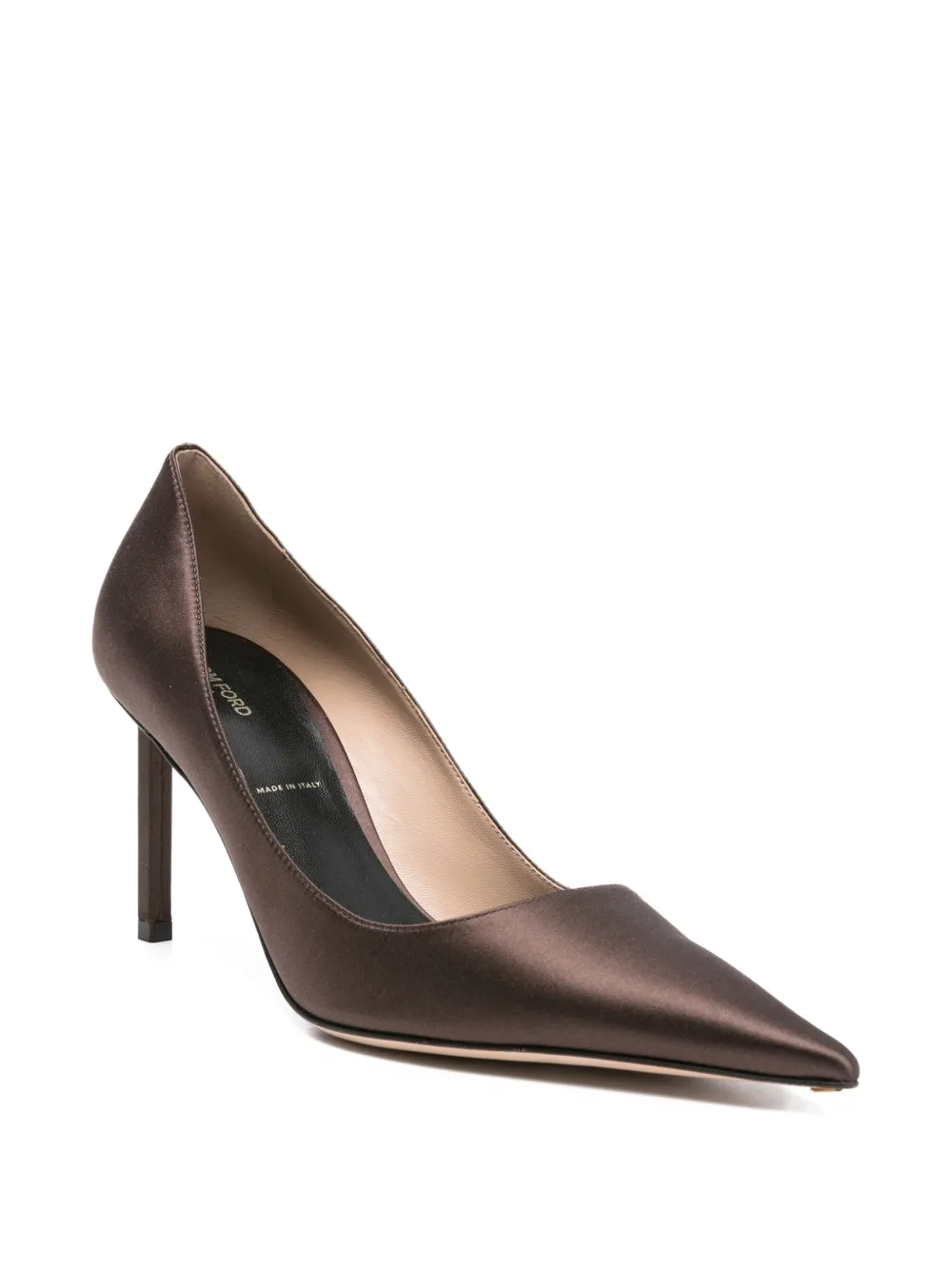 TOM FORD 80mm pointed-toe satin pumps Brown