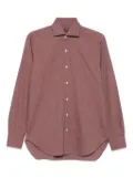 Barba herringbone-effect cotton shirt - Red