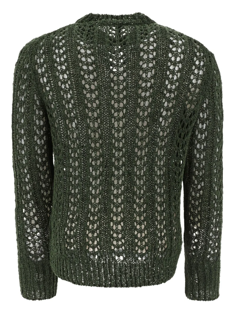 Jean-Luc A. Lavelle open-knit crew-neck sweater - Groen