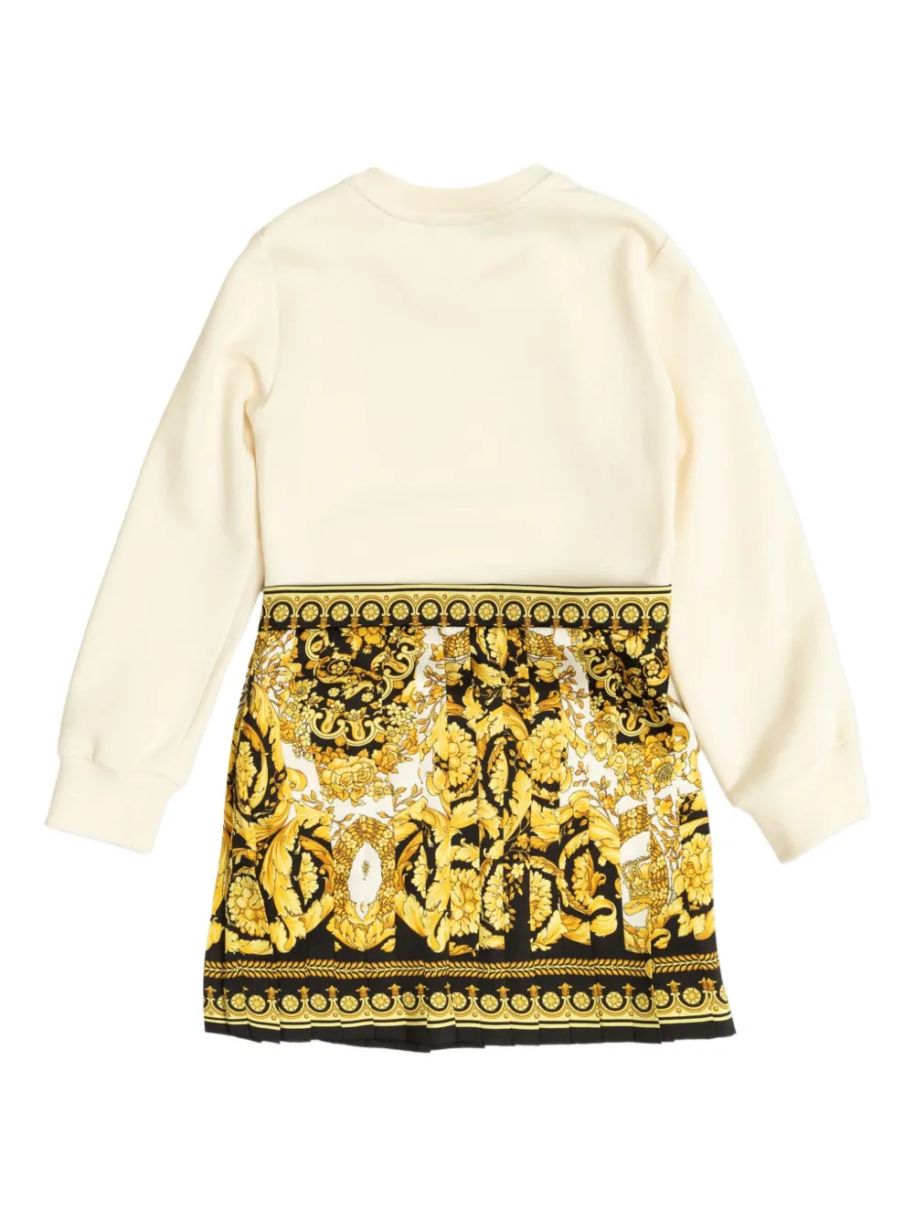 Versace Kids crown-embellished pleated dress Beige