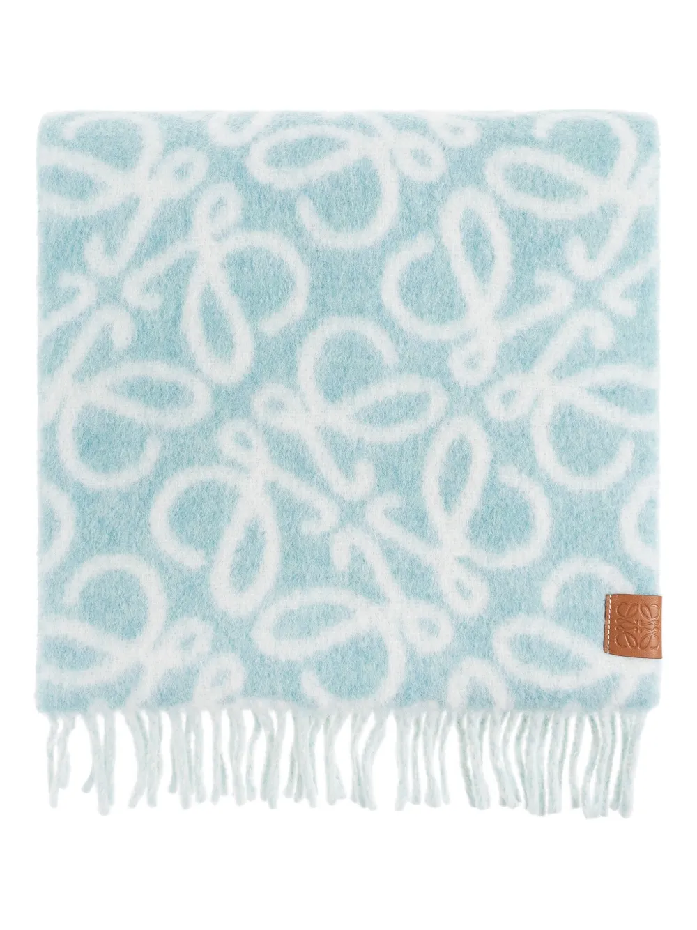Anagram-pattern fringed scarf