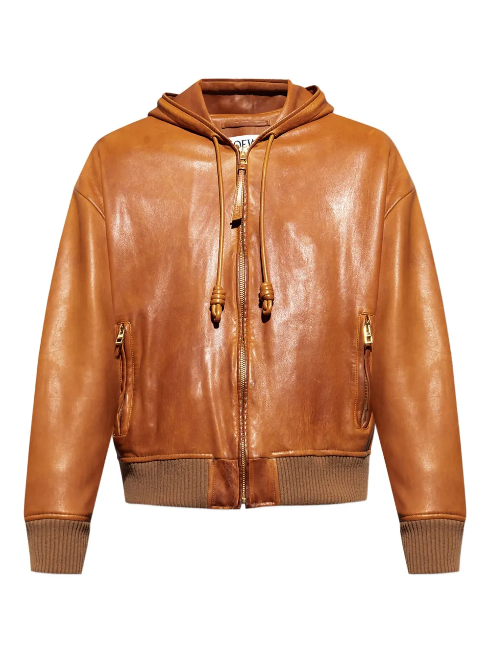 hooded leather jacket