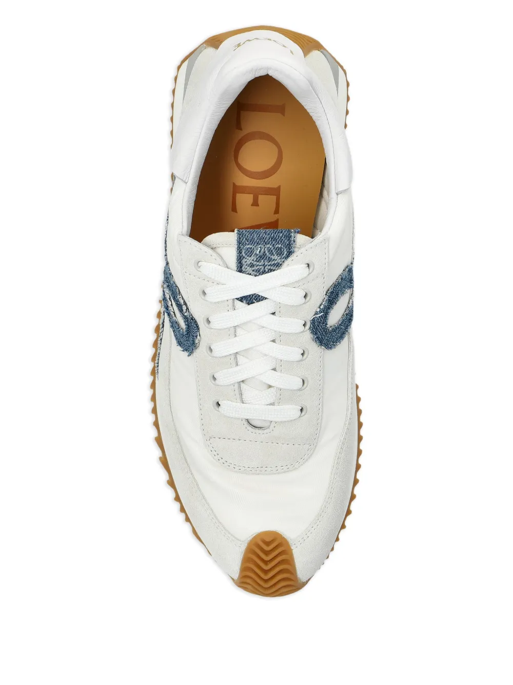 LOEWE Flow Runner 2.0 logo-detail suede sneakers WHITE LIGHT DENIM