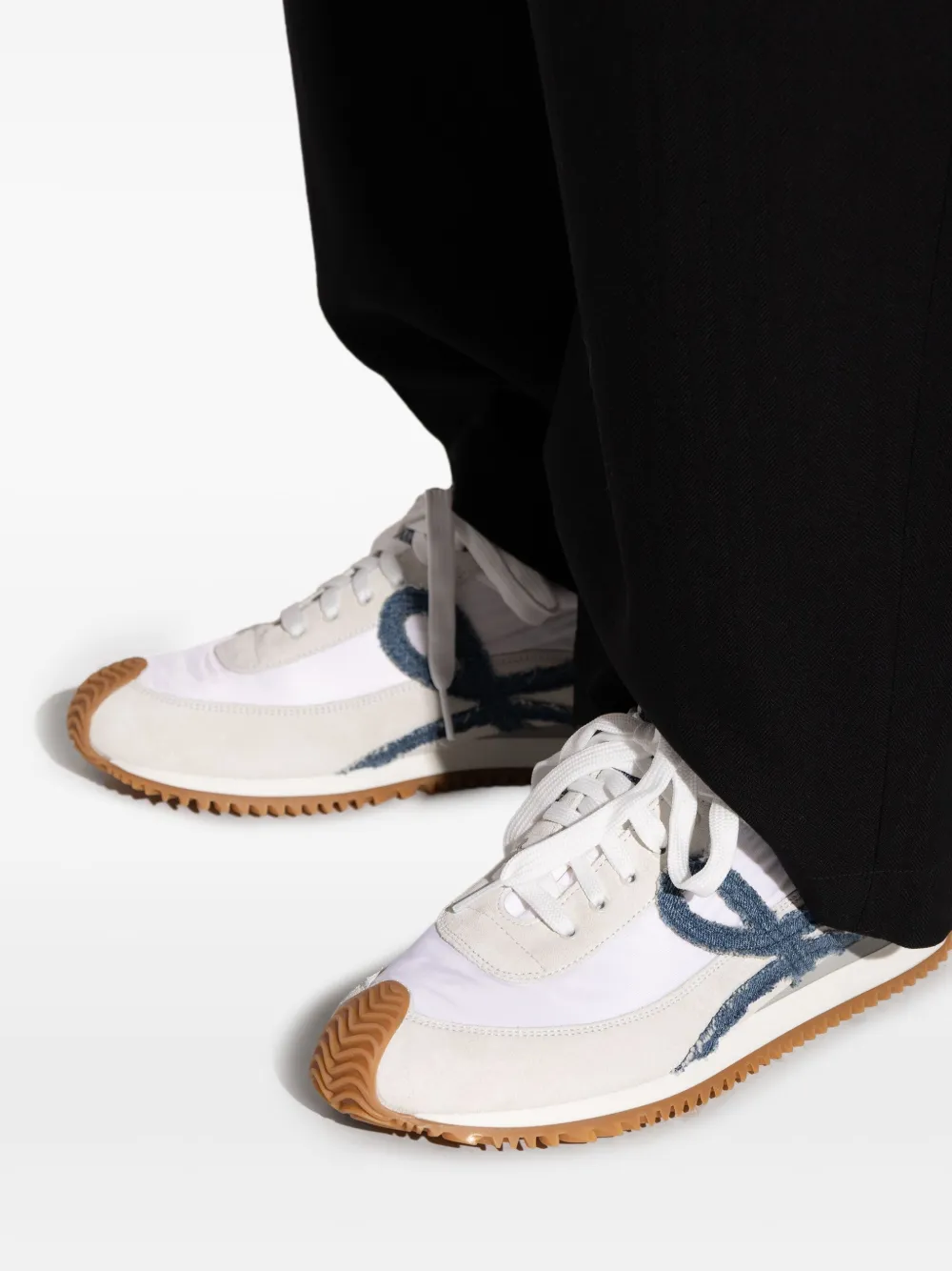 LOEWE Flow Runner 2.0 logo-detail suede sneakers WHITE LIGHT DENIM