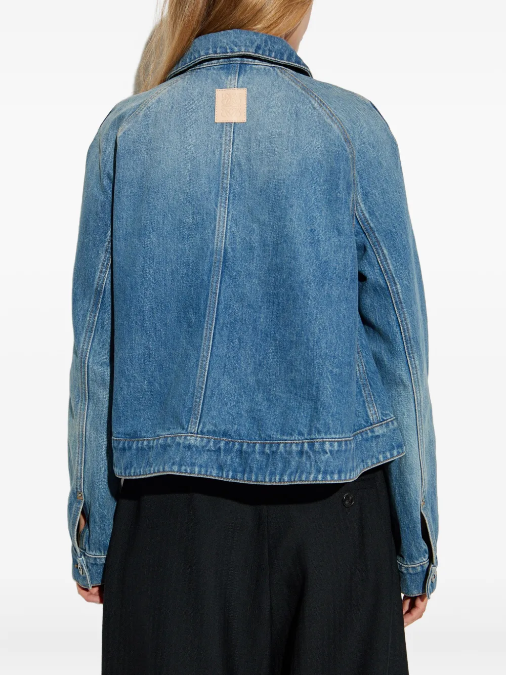 LOEWE raglan-sleeve denim jacket Blauw