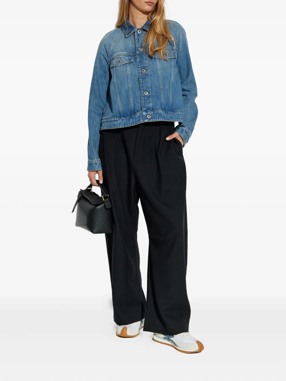 LOEWE raglan-sleeve denim jacket Blauw