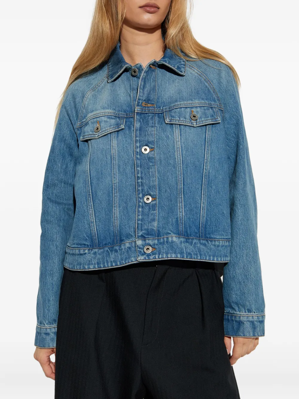 LOEWE raglan-sleeve denim jacket Blauw
