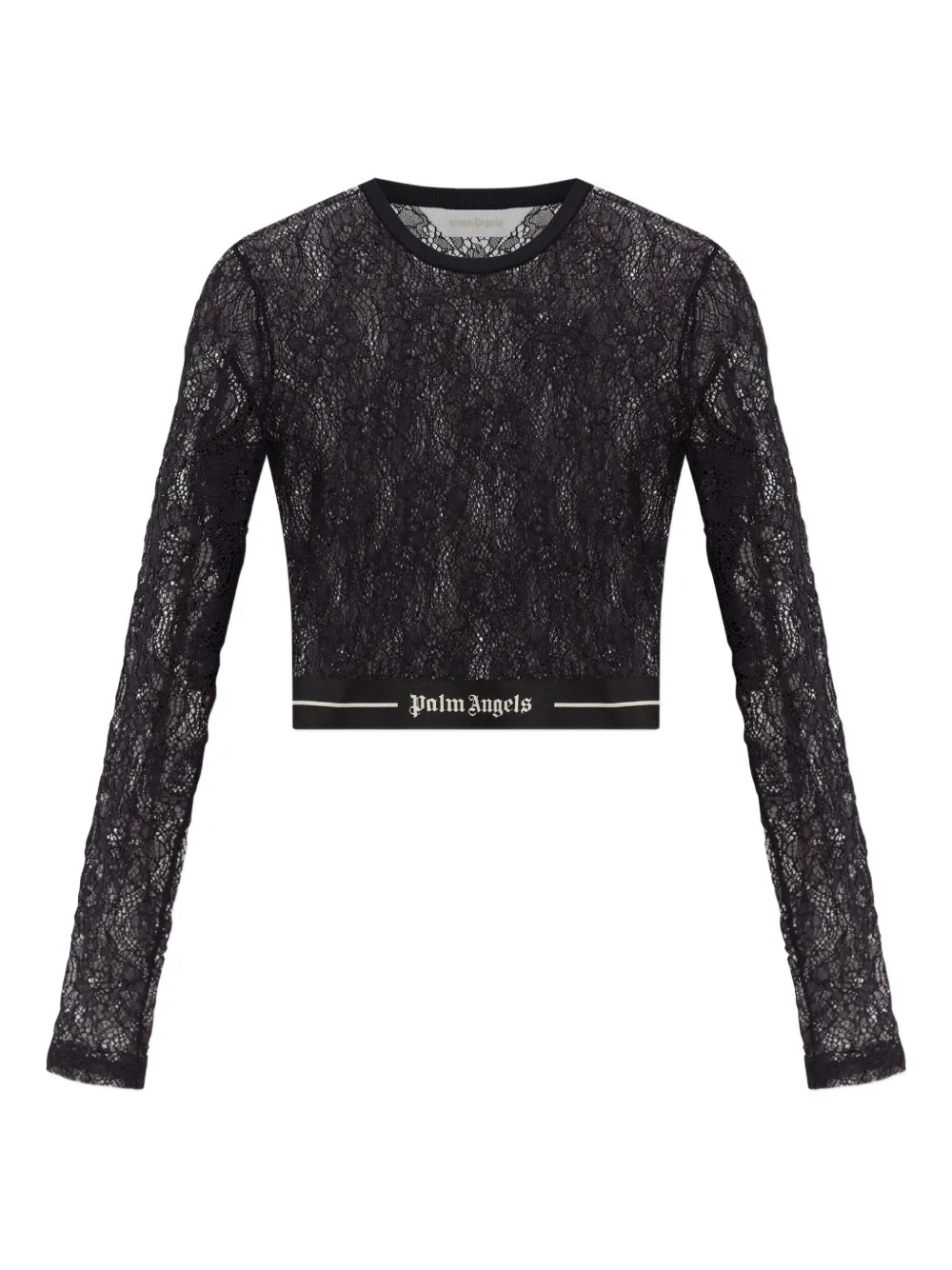 Palm Angels lace-panel long-sleeve top Zwart