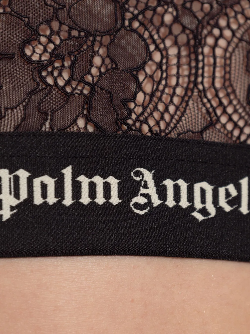 Palm Angels lace-panel long-sleeve top Zwart