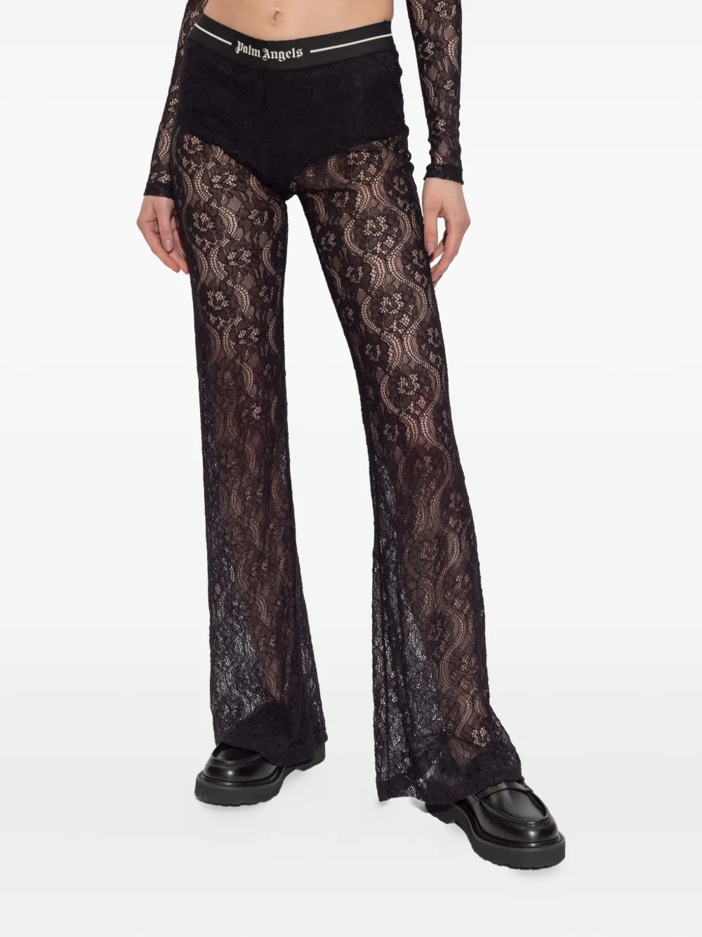 Palm Angels lace-floral trousers Zwart