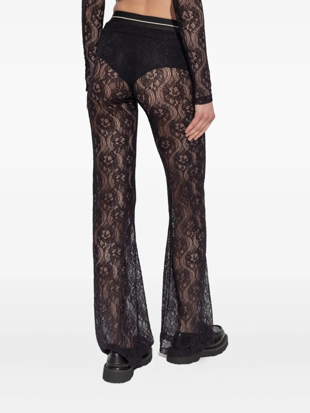 Palm Angels lace-floral trousers Zwart