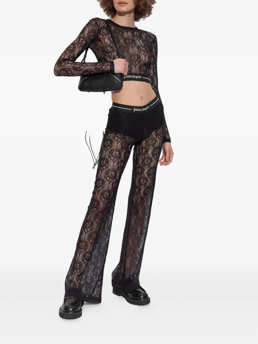 Palm Angels lace-floral trousers Zwart