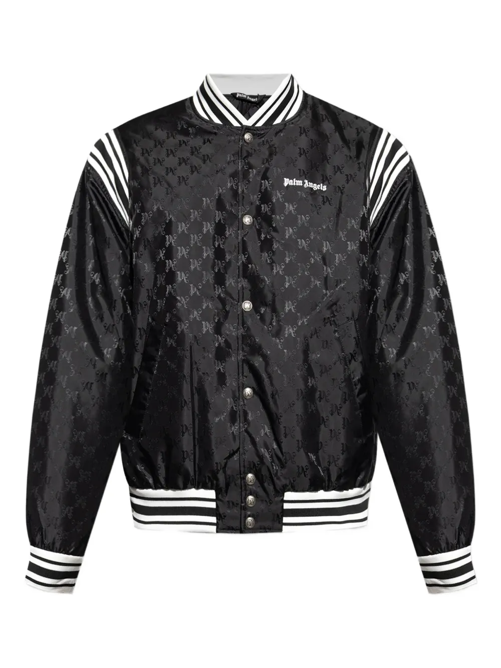 Palm Angels logo-pattern bomber jacket Zwart