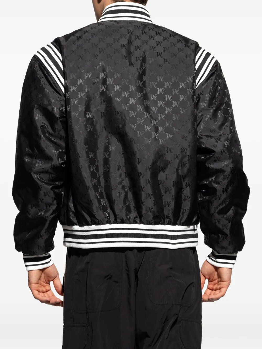 Palm Angels logo-pattern bomber jacket Zwart