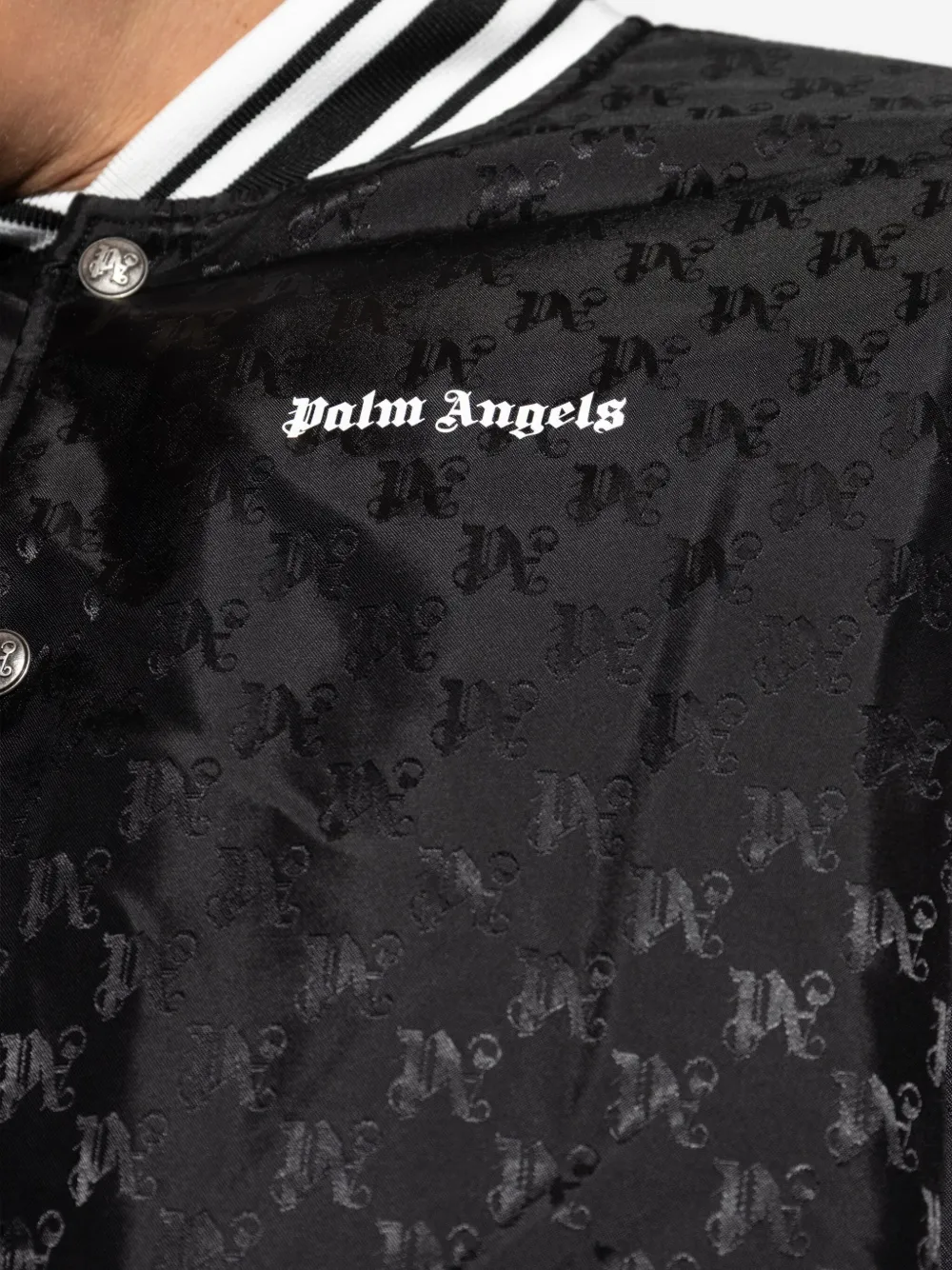 Palm Angels logo-pattern bomber jacket Zwart