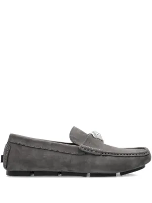 Versace Logo Penny Loafers | Grey | FARFETCH display picture 1