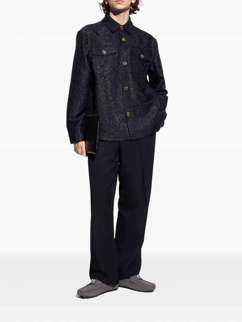Versace La Medusa-embellished loafers Grey