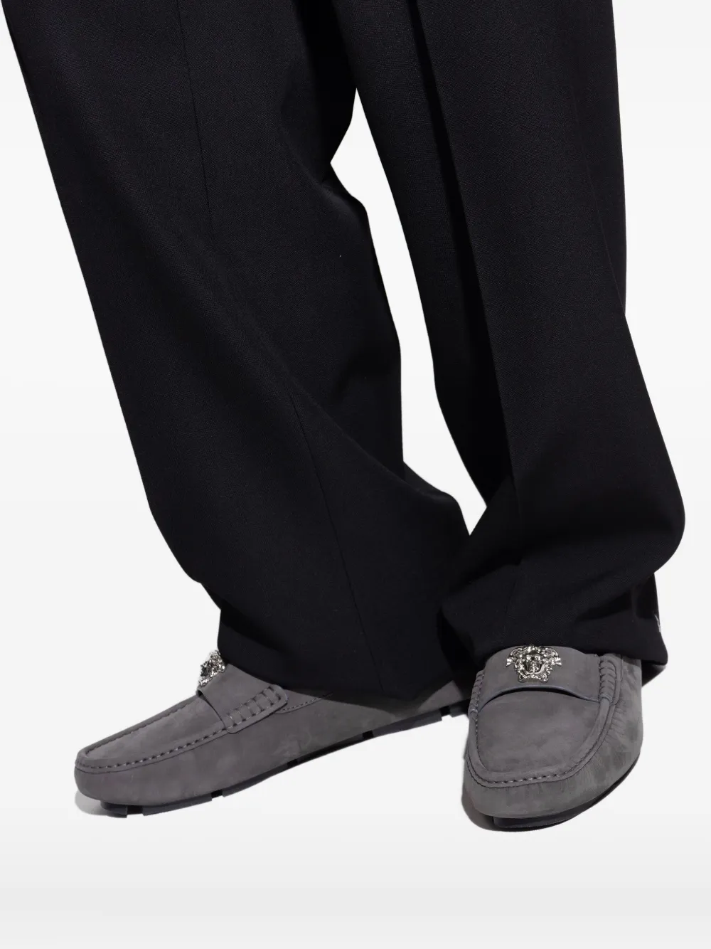 Versace La Medusa-embellished loafers Grey