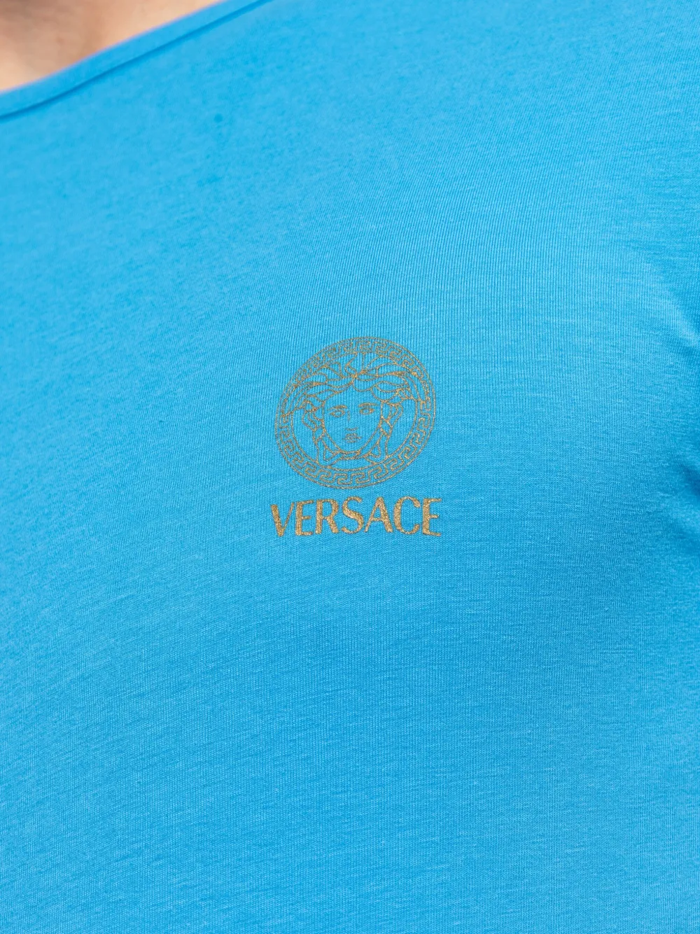 Versace logo-embellished cotton T-shirt Blauw